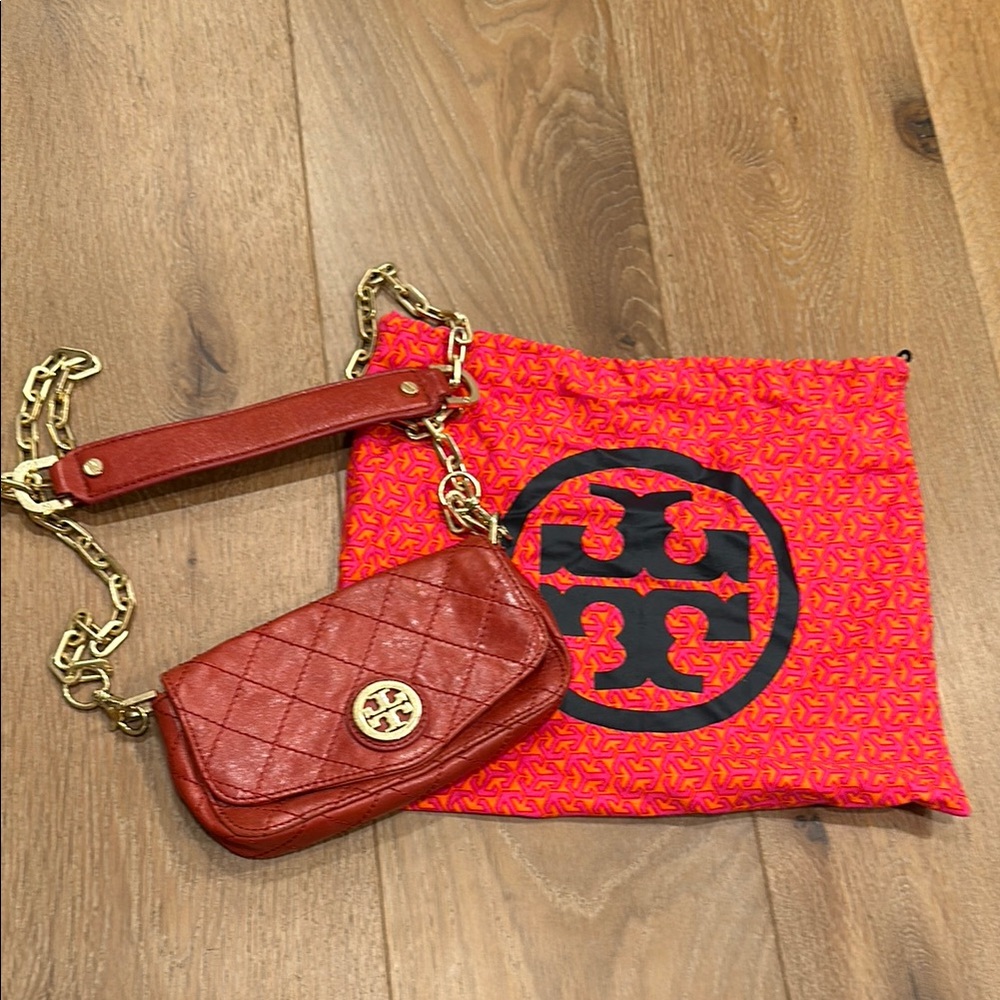 Tory Burch Red Quilted Leather Crossbody Bag
